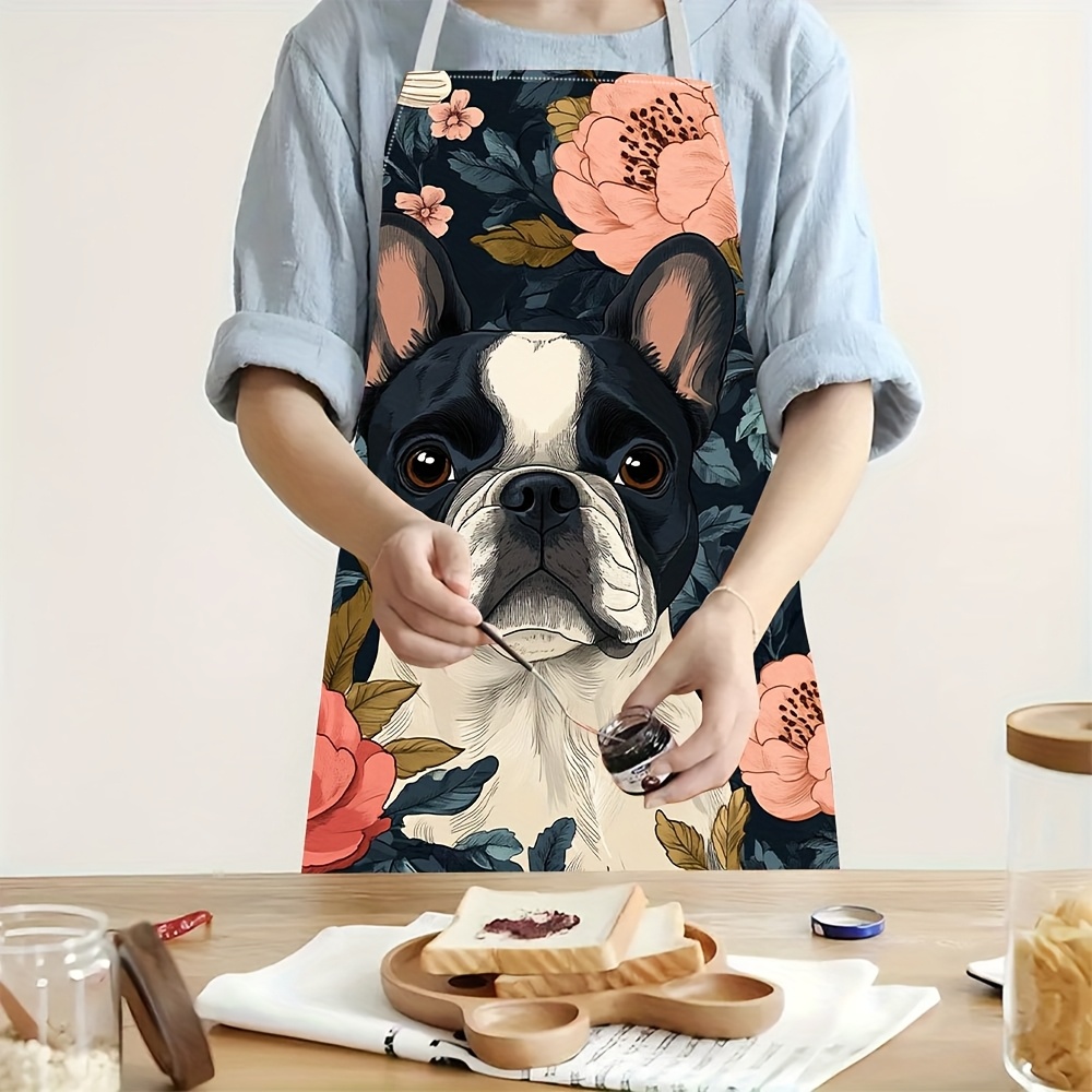 Kitchen Baking Area Ideas - Tablier à motif floral Bouledogue Français