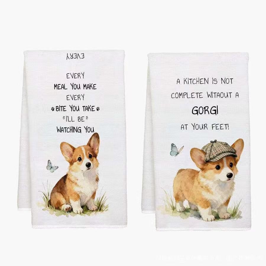 Kitchen Baking Necessities - 2 pièces, serviettes de cuisine Corgi