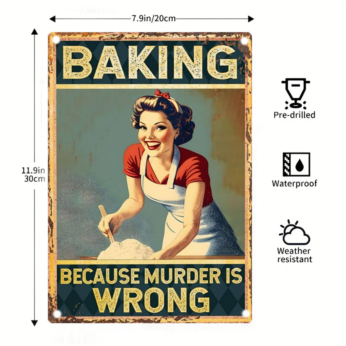 Kitchen Baking Quotes - Panneau décoratif en métal sur le