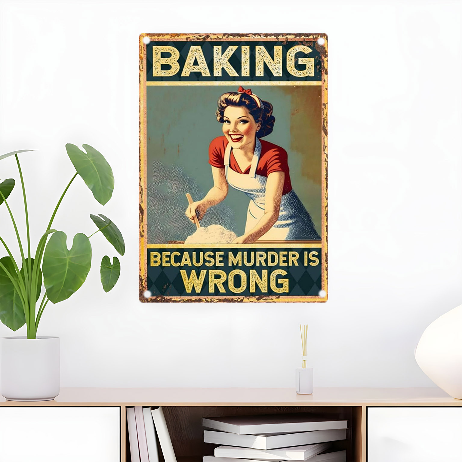 Kitchen Baking Quotes - Décoration murale en métal vintage avec