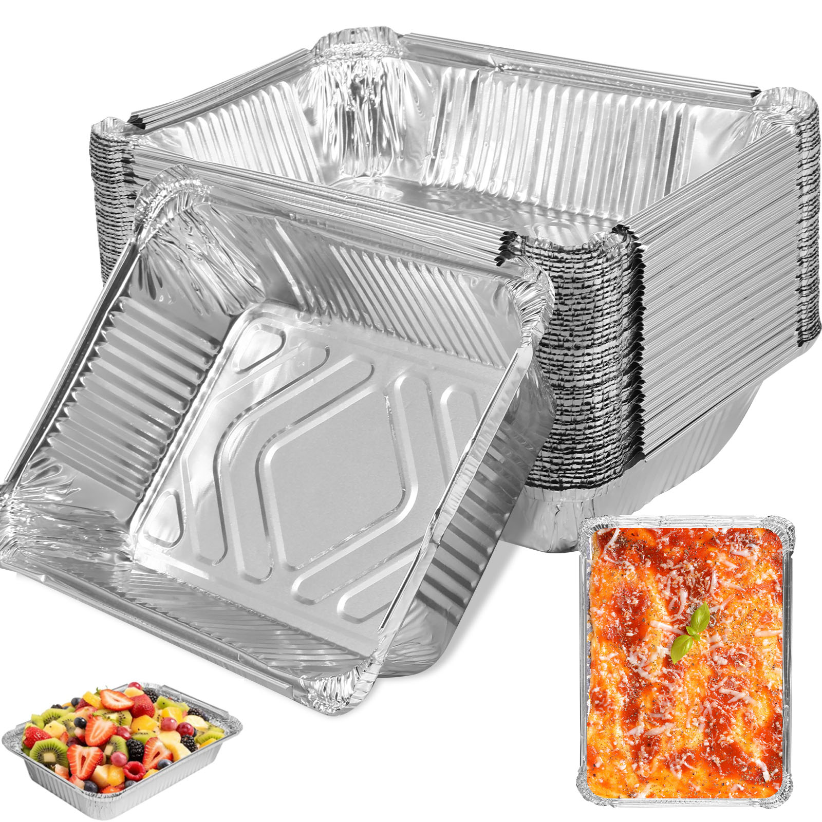 Kitchen Baking Containers - Barquette rectangulaire en aluminium pour friteuse