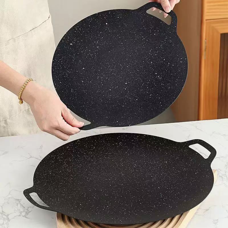 Kitchen Baking Containers - Plaque de cuisson coréenne fine, ronde,